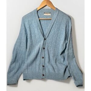 Vintage L Revere Sportswear Blue Leather Buttons Kurt Cobain Cardigan‎ Sweater